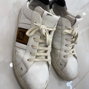 Fendi Men's White and Brown Sneakers